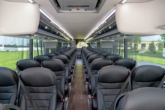 TV screens on charter bus